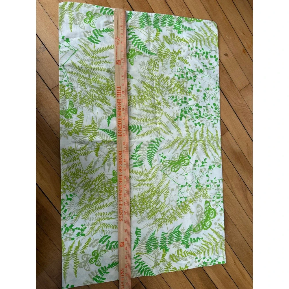 Vintage 70s green fern and butterfly pillowcase bundle Of‎ 3